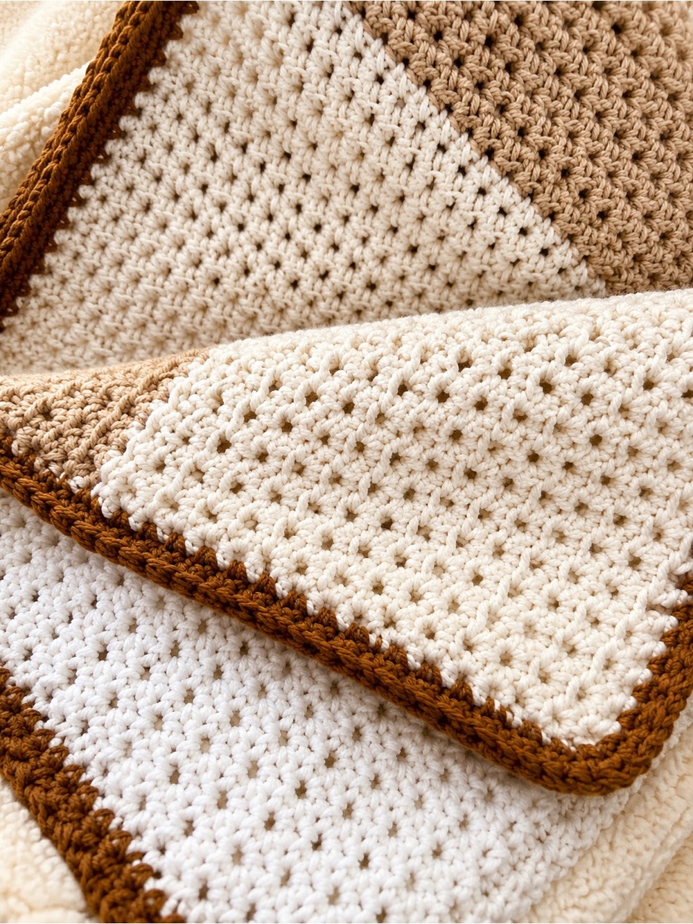 Handmade Crochet Throw Blanket – Neutral Farmhouse Style - Picture 3 of 3
